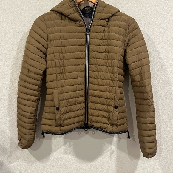 Duvetica size 40 green brown puffer jacket with full zipper flawed - Picture 1 of 16